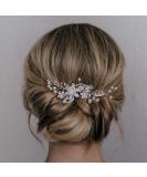 SWEETV Rhinestone Pearl Bridal Hair Comb Clip - Wedding Accessories for Bride Bridesmaid in Silver - Buy Online on GoSupps.com