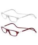 TBOC Pack: Reading Glasses for Men - +3.50 Dioptria Foldable with Magnet Clip - Transparent & Bordeaux (2 Units) - Buy Online on GoSupps.com