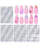 Saviland French Tip Nail Stamp Kit - 4 Reusable Stainless Steel Nail Art Stamps with Patterns | B-4PCs Nail Art Stamping Set for Perfect Manicure - Buy Online on GoSupps.com