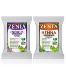 Zenia 100% Pure Indigo & Henna Hair Color Combo Kit - 100g Each, Natural & Chemical-Free, PPD & Ammonia-Free - Buy Online on GoSupps.com