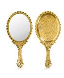 YUSONG Handheld Mirror with Handle - Travel Size Vintage Compact Mirror for Women - Gold Embossed Flower Design - Mini Makeup Mirror for Girls - Buy Online on GoSupps.com