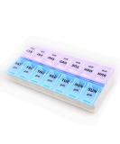 14 Compartments Pill Organizer Box - Weekly AM/PM Classic Pill Planner Purple & Blue - Order Internationally - Buy Online on GoSupps.com