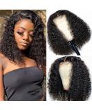 ESIWONHAIR 10 Inch Short Deep Wave Bob Lace Front Wig - Brazilian Human Hair, Pre Plucked with Baby Hair - Natural Color - Buy Online on GoSupps.com