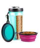 Womgf 2-in-1 Dog Water Bottle & Food Container - 800ml with 2 Folding Bowls - Pet Travel Bottle (Blue) - Ideal for Dogs - Buy Online on GoSupps.com