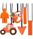Colon Chain for Children - 6 Silicone Sensory Chewing Necklaces | ADHD & Autism Toys - Orange Bite Rings for Teething & Biting - Buy Online on GoSupps.com