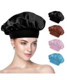 Silk Bonnet Hair Wraps for Sleeping - 2 Pack (Black Brown Pink Light Blue) | Premium Silk Sleeping Caps for Women & Girls - Buy Online on GoSupps.com