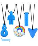 5Pcs Sensory Chew Necklace Blue Teether Chew Toys for Autistic Children Anxiety Biting Needs Silicone Chewy Teether Toy Made of Food Grade Silicone for Kids Teething Oral Motor Chewy - Buy Online on GoSupps.com