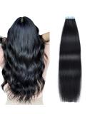SUYYA Tape in Hair Extensions Jet Black 100% Tape in Remy Human Hair 20 inches 20pcs 50g/pack Straight Seamless Skin Weft Tape in Hair Extensions Human Hair(20 inches #1 Jet Black) 20 Inch 1# Jet black - Buy Online on GoSupps.com