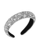 Sparkling Black Crystal Rhinestone Headband Hairband - Thick Style Silver | 90s Disco Hair Accessory for Women | Perfect Gift for Valentines & Birthdays - Buy Online on GoSupps.com