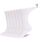 Athlemo Men's Bamboo Diabetic Socks 9-11 White (6 Pairs) | Loose Fit Circulation Crew, Seamless, Breathable & Odor-Free - Buy Online on GoSupps.com