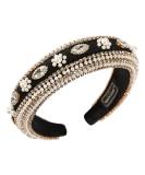 Crystal Rhinestone Headband with Pearl and Velvet Chain - Handmade Retro Diamond Hair Accessory - Buy Online on GoSupps.com