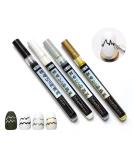 LOKFAR 4-Piece Nail Art Pens Set - Waterproof Graffiti Pen for DIY Abstract Designs - Black, White, Gold, Silver Colors - Buy Online on GoSupps.com