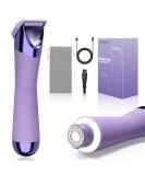 Buy Bikini Trimmer for Women - 2 in 1 Electric Shaver & Waterproof Pubic Hair Remover - USB-C Charging Painless with Dual Lights in Purple - Buy Online on GoSupps.com