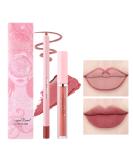 2Pcs Red Brown Lip Liner Pencil and Lipstick Set - Long Lasting Waterproof Matte Lip Liner and Lipstick Kit for Women Girls - Buy Online on GoSupps.com