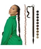Shop 85 cm Chestnut Brown Fine Braid Extensions | Ponytail Hair Extensions with Tie for Women - Buy Online on GoSupps.com