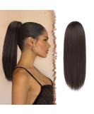 Premium 35 cm Brown Ponytail Extensions - Smooth Synthetic Drawstring Hair Braid for Women - Buy Online on GoSupps.com