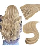Easyouth Double Weft Clip in Real Hair Extensions 20 Inch 120g 7Pcs Blonde Highlight Clip in Human Hair Extensions | Long Straight Hair | #24P613(#27P613) - Buy Online on GoSupps.com