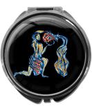 Shop Metal Pill Box with Mirror - Round 3-Compartment Aquarius Zodiac Sign - International Shipping Available - Buy Online on GoSupps.com