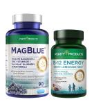 Purity MagBlue + B12 Energy Melt with Magnesium Bisglycinate, Vitamin D3, Blueberries - B12 Berry Melt with Methylcobalamin B12, B6, D3 - Buy Online on GoSupps.com