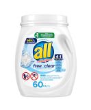 60-Count All Mighty Pacs Free Clear Laundry Detergent for Sensitive Skin - Buy Online on GoSupps.com