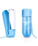 Pettom 420ml Portable Dog Water Bottle - Leak-Proof & Safe Foldable Pet Drinking Bottle for Travel Hiking & Training - Blue - Buy Online on GoSupps.com