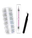 Sularpek 1500 Pcs Rhinestones Set | 6 Sizes Flat Back AB Clear Crystal Gems with Tools for Nail Art, Crafts & Face | Includes Pick Up Tweezers & Dotting Pen - Buy Online on GoSupps.com