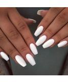 Twinklede White Matte Coffin Press on Nails - 24 PCS Full Cover Acrylic False Nails for Women and Girls - Buy Online on GoSupps.com