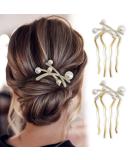 Chicamy Plug-In Combat Hair Crest - 4 Teeth Strass Socket Comb & Pearl Wedding Accessories for Women - 2 Pieces Silver Crystal Hair Accessories - Buy Online on GoSupps.com