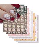 5D Flower Nail Art Stickers - 8 Sheets Exquisite Color Flowers Self-Adhesive Decals for Acrylic Nails - Elegant DIY Nail Art Design for Women - Buy Online on GoSupps.com