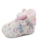 Dotty Fish Cotton Baby Booties with Suede Sole | Warm Fleece Lining | Non-Slip Pram Shoes | Stay On Slippers | 12-18 Months Soft Pink With Butterflies - Buy Online on GoSupps.com