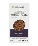 Seggiano Organic Red Lentil Fusilli 250g - Certified Gluten Free Vegan Vegetarian & GMO Free - High in Protein & High in Fibre - Made from 100% Legume Flour - Buy Online on GoSupps.com