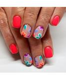 Square Press on Nails - Colorful Flower Designs | Short Glossy Glue on Acrylic Fake Nails for Women - 24 Pcs - Buy Online on GoSupps.com