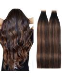 Buy Hotlulana Tape Extensions - 14 Inch Balayage Natural Black to Chestnut Brown - 100% Real Hair 40pcs Invisible Skin Weft - Buy Online on GoSupps.com