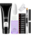 White Poly Nail Gel Kit for Beginners - 15ml Builder Extension Set with Slip Solution | DIY Nail Art Women Gift - Buy Online on GoSupps.com