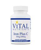 Vital Nutrients Iron Plus C - 100 Vegetarian Capsules - 20 mg Iron / 200 mg Vitamin C | Supports Healthy Cognition and Energy Levels - Buy Online on GoSupps.com