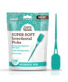 GuruNanda Interdental Picks - Super Soft Rubber Floss Picks for Gentle Gum Care | Pack of 100 | Effective Food & Plaque Removal - Buy Online on GoSupps.com