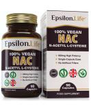 NAC 600mg Vegan Supplement - N-Acetyl-Cysteine Nutritional Supplements - 90 Capsules to Help Replenish Your Glutathione Levels - Made in The UK - No Artificial Fillers - Just NAC and Rice Flour - Buy Online on GoSupps.com