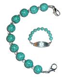 Hidden Hollow Beads Women's Interchangeable Medical Alert ID Bracelet - 6mm Beaded Design with Turquoise Vital Info Tag - Buy Online on GoSupps.com