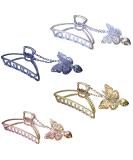 TANG SONG 4PCS Metal Hair Claw Clips with Butterfly and Heart Pendant | Hair Catch Barrette Jaw Clamp for Women | Half Bun Hairpins Set(Silver+Gold+Rose Gold+Black) - Buy Online on GoSupps.com