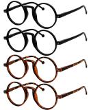 Shop Eyekeper 4-Pack Oversized Round Glasses for Men & Women - Vintage Reading Aid +2.50 (2 Black 2 Tortoise) - Spring Hinges - Buy Online on GoSupps.com