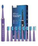 Sonic Electric Toothbrush for Adults and Kids - Rechargeable Sonic Toothbrush with 8 Brush Heads 120 Days of Use with 3-Hour Fast Charge 5 Modes with 2 Minutes Built in Smart Timer Gift for Family 1 count (Pack of 1) Purple - Buy Online on GoSupps.com