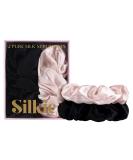 SILKIE x2 Set 100% Pure Mulberry Silk Pink Black Large Oversized Scrunchies Silk Travel Pouch Hair Ties Elastics Hair Care Premium Ponytail Holder No Damage Classic - Buy Online on GoSupps.com