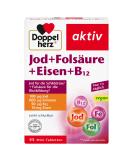 Double heart iodine + folic acid + iron + B12 - with folic acid as a contribution to normal blood formation - 45 vegan mini tablets 45 pieces (1 Pack) - Buy Online on GoSupps.com