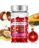 Hair Vitamin Serum Capsules - Nourishing No Rinse Treatment with Argan Macadamia & Avocado Oils - 40 Capsules for Healthy Hair Repair - Buy Online on GoSupps.com