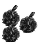 TAORANJU Bath Loofah Sponge - 3 PCS Exfoliating Shower Puff Large Black Mesh Ball Body Scrubber for Ultimate Cleanliness - Buy Online on GoSupps.com