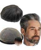 Real Hair Toupet for Men - Yanahair Smooth Thin French Tip Wigs | Natural Hairline European Real Hair System (#1B40 Black & Gray 10x8 Inches) - Buy Online on GoSupps.com