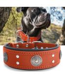 Handmade Leather Dog Collar - 5cm Wide Soft & Luxurious Perfect for Large & Medium Breeds - Orange 49.5-60 cm - Buy Online on GoSupps.com