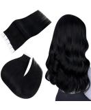 Easyouth Black Tape in Human Hair Extensions 22 Inch Jet Black 20Pcs 50g - Long Straight Invisible Tape-in Hair Extensions - Buy Online on GoSupps.com