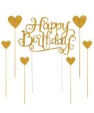 Gold Glitter Happy Birthday Cake Toppers Set of 7 - Party Decor & Decorations - Buy Online on GoSupps.com