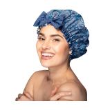 KISMETICS Reusable Fashion Shower Cap with Knotted Bow Design | Waterproof & Lightweight | Large Size for All Hair Lengths (Blue) - Buy Online on GoSupps.com